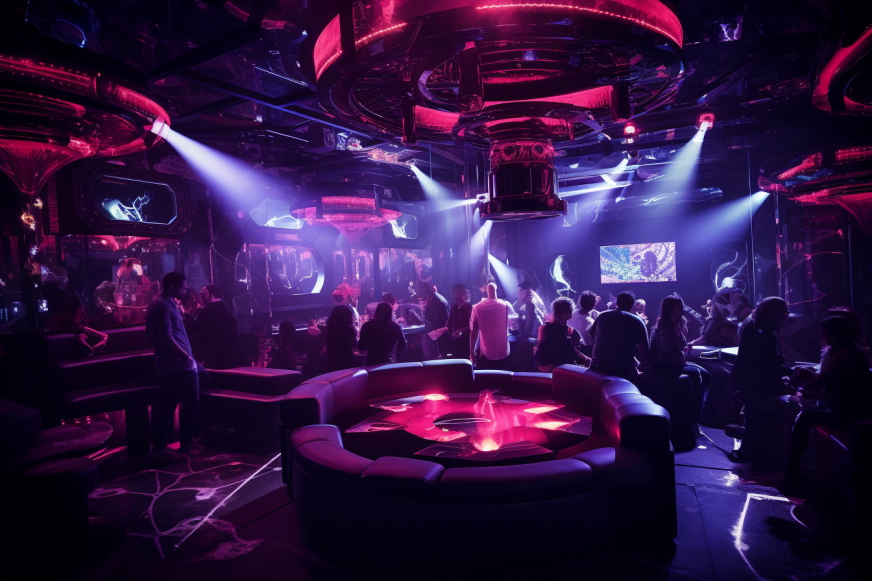 Ambient lighting in a modern nightclub setting.
