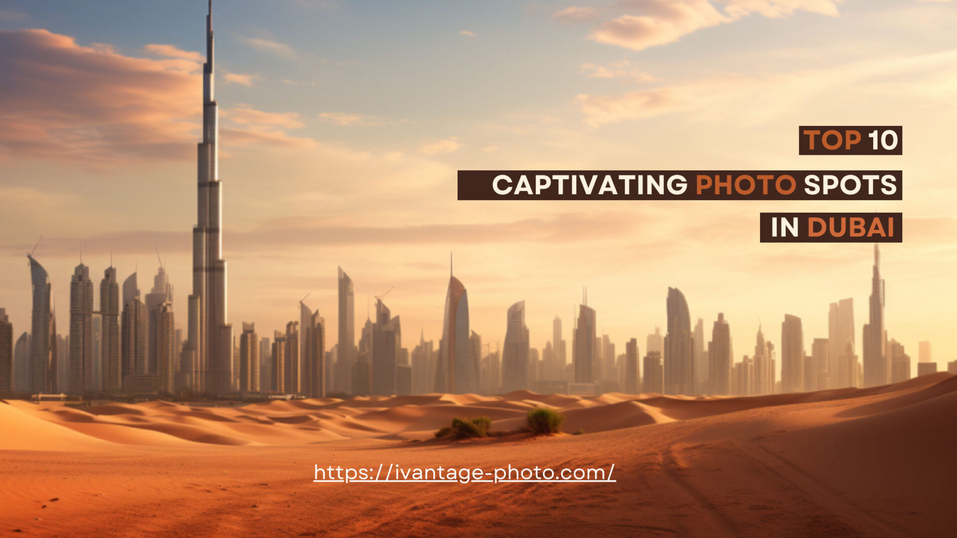 Panoramic view of Dubai's iconic skyline emerging from the vast desert sands, captured by freelance photographer Ivan Cherkashin.
